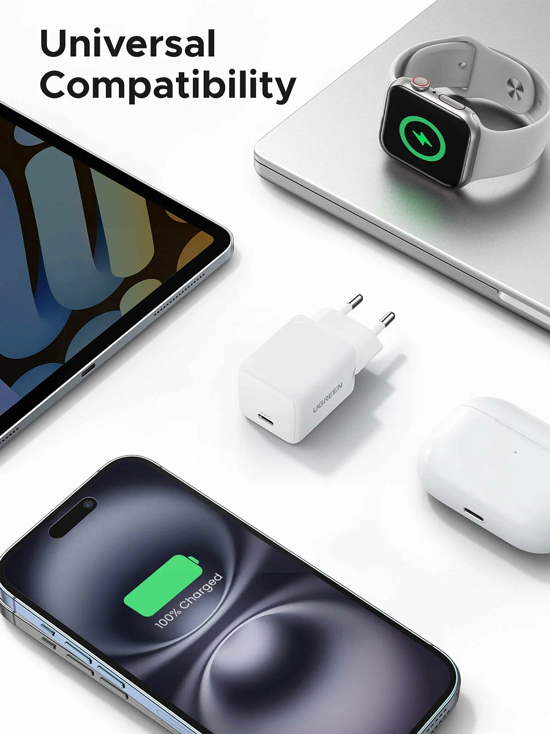 55554 Зарядное устройство UGREEN X512 Mini GaN 20W 1xUSB-C. Цвет: белый